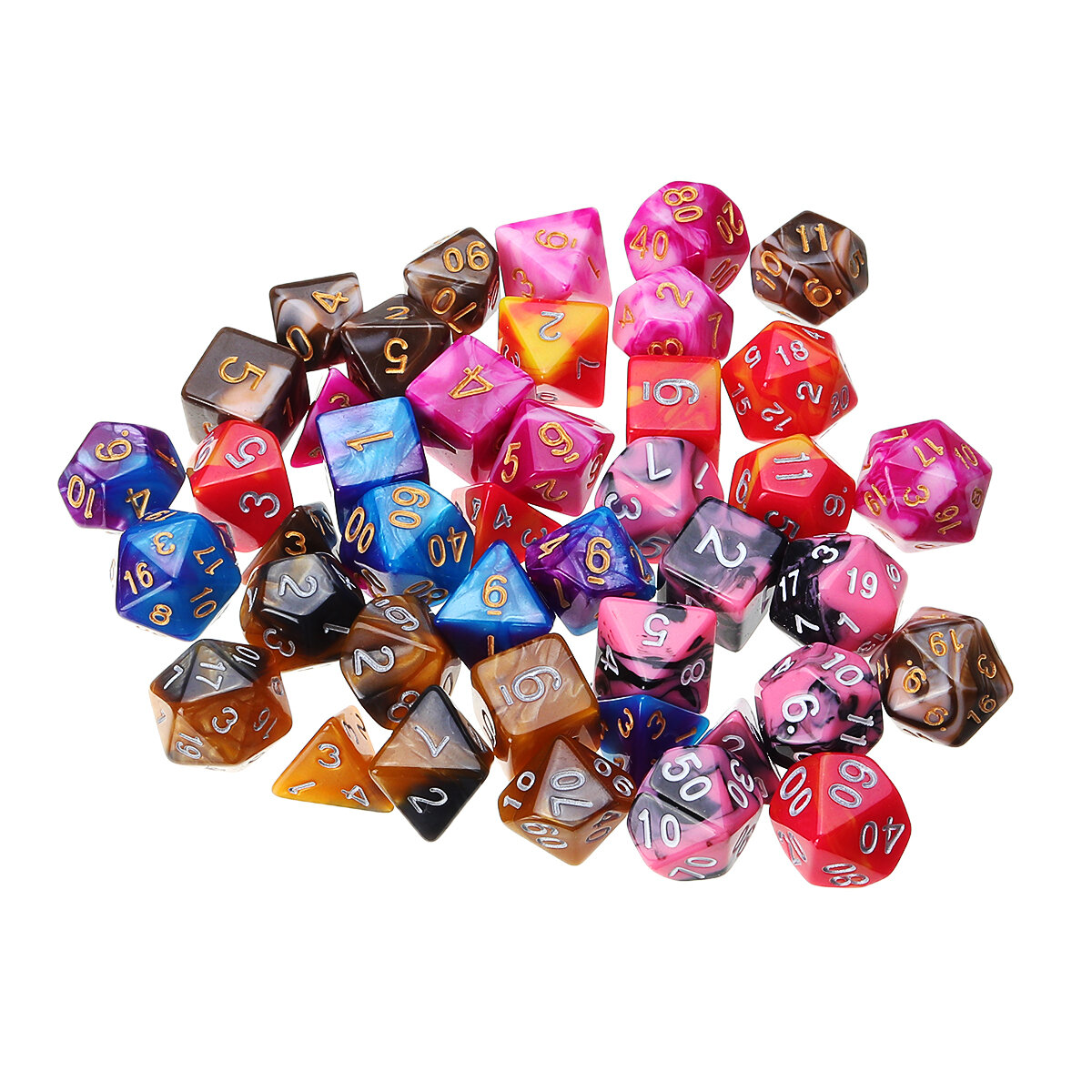 New 42Pcs Polyhedral Dice Set Multi-sied Dices For Dungeons & Dragons DND MTG RPG D4-D20 Game + Bag